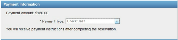 Cash/Check option the Booking Calendar